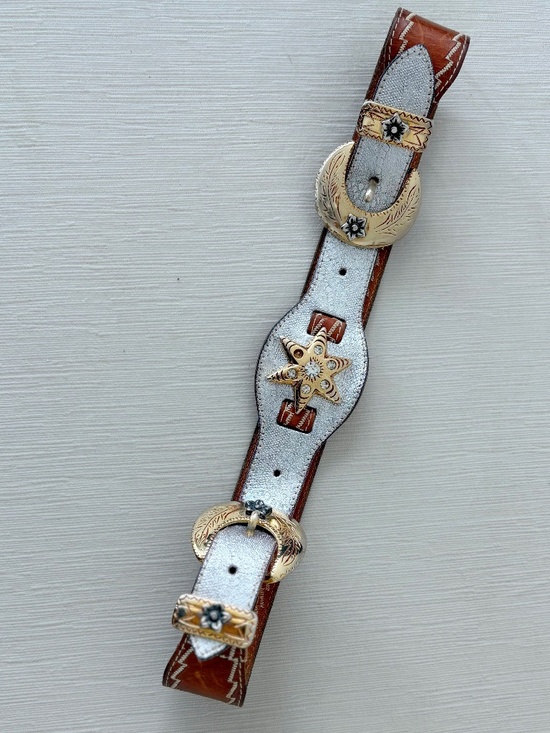 Accessories - Vintage Western Concho Belt Made in Italy Y2K Rhinestone Festival Cowgirl Size S